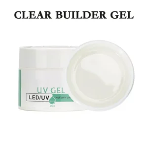 Clear Builder Gel jar with open lid revealing product