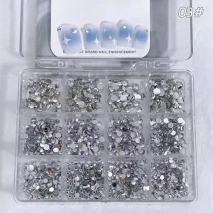 Clear crystal nail rhinestones in assorted sizes for minimalist manicures