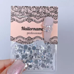 Clear white flatback rhinestones with silver backing for nails