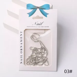 Clear silver crystal nail chain for luxury nail embellishment