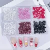 Colorful Bow Nail Charms - Sweet Colors for Cute Nail Art 15 Assorted glossy colorful bow nail charms in red, pink, white, and black – resin design