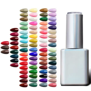 Full set of Colorful Gel Polish swatches with bottle display