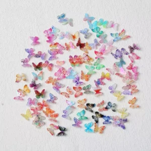 Mixed set of colorful resin 3D butterfly charms for nail decoration