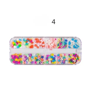 Box 4 with kawaii resin nail decorations including shapes, letters, and stars