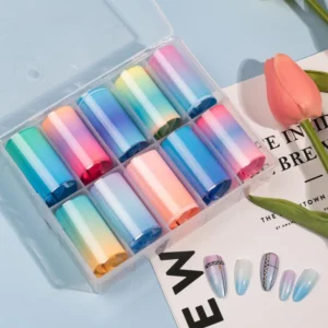Dreamy Galaxy Nail Foil Kit in cool blue-to-pink ombré tones