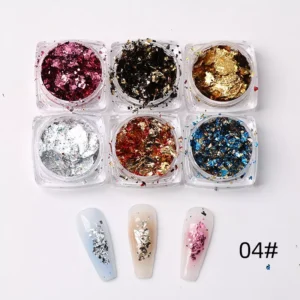 Colorful Nail Art Glitter flakes in mixed textures and galaxy shades - 04# variant
