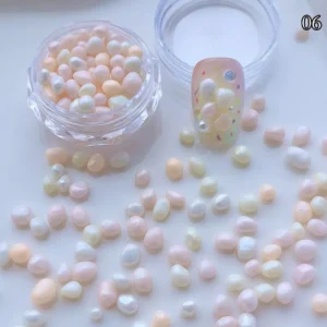 Peach and pearl tone dopamine jelly nail charms in open jar