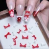 Cute Bow Tie Nail Charms - Girly 3D Manicure Details 6 Cute bow tie nail charms in red and white on acrylic nail tips