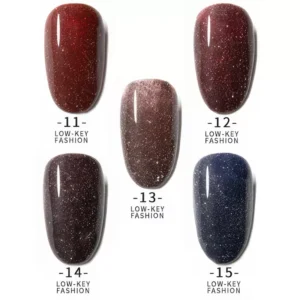 Deep and moody glitter shades 11 to 15 in Diamond Gel Polish