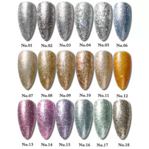 Numbered color chart of Diamond Gel Polish – 24 sparkling shades