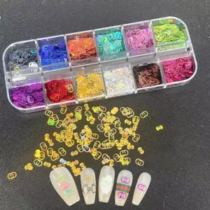 Gucci-style GG nail sequins in bright holographic finishes for nail art