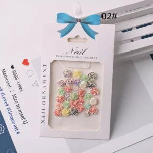 Mixed-color iridescent 3D rose nail embellishments set in 02# variant