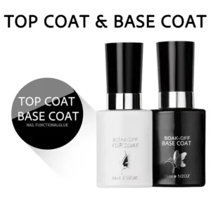 Dual gel nail system with labeled Top Coat and Base Coat – nail prep essentials