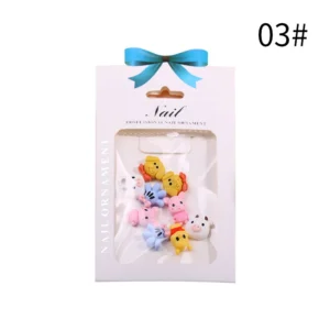 Cartoon bear and pig nail accessories in vibrant colors