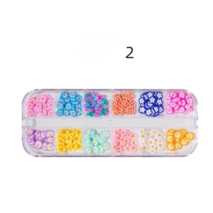 Box 2 of kawaii flower resin charms in pastel and bright tones