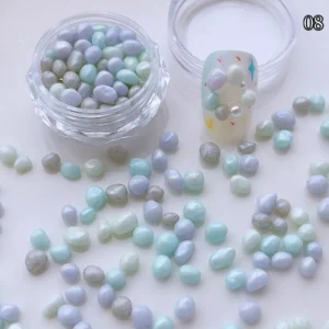Mixed cool-tone dopamine pebbles in soft mint, grey and blue