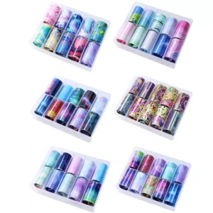 Galaxy dream nail foil set in six unique styles, each with vibrant cosmic patterns.