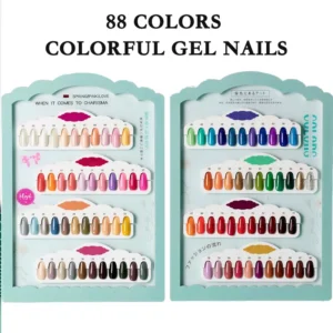 Creative Nail Art Gel color chart on clean white background