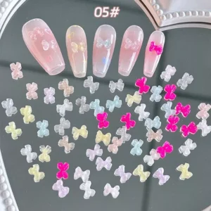 Multicolor iridescent resin bows for 3D nail art