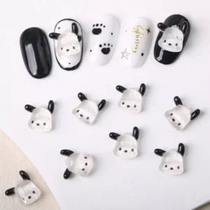 Cinnamoroll face charms in iridescent finish with nail samples