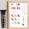 Glitter Poly Nail Gel - 30 Sparkling Sculpting Salon Shades 6 30 shades of Glitter Poly Nail Gel displayed in a framed color chart