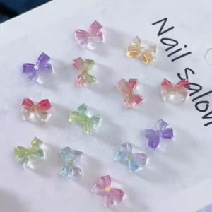 Multiple pairs of translucent jelly bows displayed for color comparison