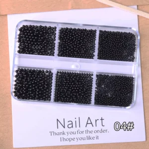 Matte black pearl beads for bold nail decoration