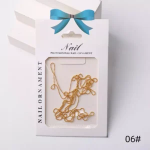 Gold micro-bead nail chain for cute and refined nail decoration
