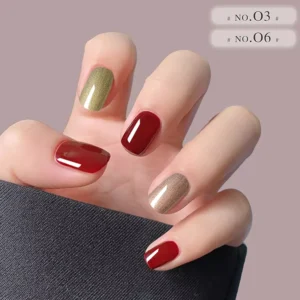Manicured nails with Metallic Painting Gel in gold and bronze shimmer