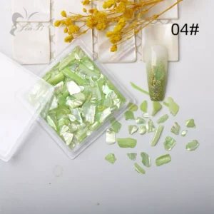 Light green abalone shell flakes for nail art – mint ocean-inspired shimmer variant