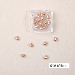 Rose gold resin heart nail charms in 6×5mm size, baroque-inspired shine