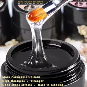 Close-up of clear high-viscosity Builder Nail Gel on brush