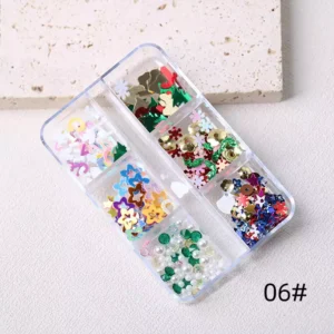 Christmas and floral shaped nail glitter with pearls