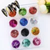 Starlit Sparkle Glitter with 12-color hollow star sequins and sample nail designs