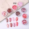 Holographic glitter flakes set for nail art in heart and hexagon shapes