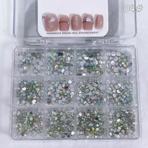 Iridescent flatback rhinestones with holographic finish for nails
