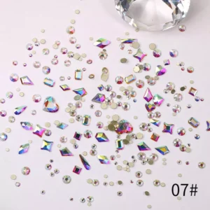 07# holographic flatback nail rhinestones with prism sparkle