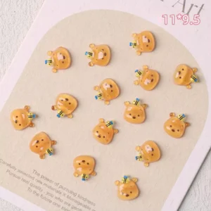Bear face nail charms with mini bee detail on the head
