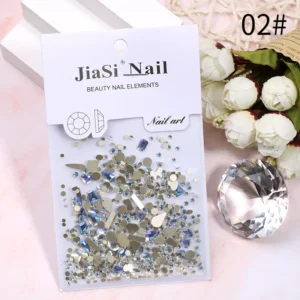 Light blue and silver flatback rhinestones in assorted shapes