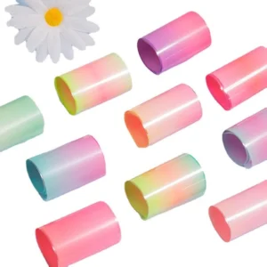 Close-up of single gradient nail foil rolls in mixed pastel shades