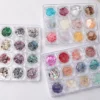 Assorted iridescent shell nail flakes in multicolor sets for creative nail art