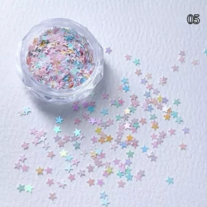 Star-shaped pastel glitter for festive and dreamy nail styles