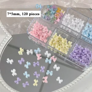 Irregular-shaped mini bows in candy pastel mix, 7x5mm