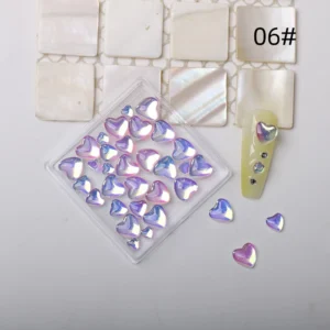 Purple-pink iridescent Jelly Heart Nail Crystals with high reflection