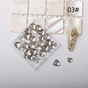 Smoky gray Jelly Heart Nail Crystals with neutral-toned elegance