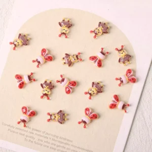 Assorted red ladybug and cartoon bee nail charms – resin kawaii nail decorations