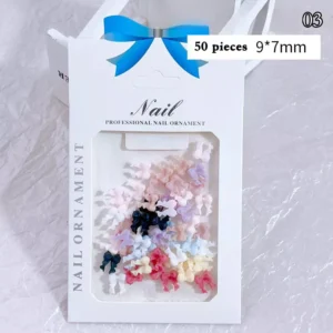 3D large resin bow nail decorations, 9x7mm size, mixed pastel and dark tones