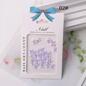 Lavender glossy bow nail decorations with crystal rhinestones – kawaii nail charms