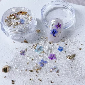 Multicolor violet and blue dried flower glitter for nail art