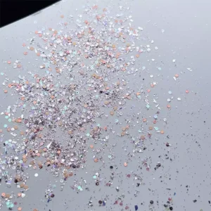 Silver-lavender micro glitter and reflective nail sequins for sparkle nails